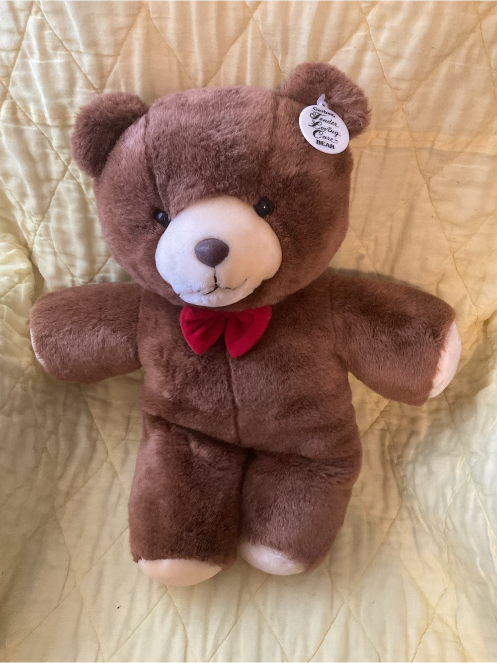 VTG. 1980 Gerber Tender Loving Care Classic Brown Plush Teddy Bear 22”